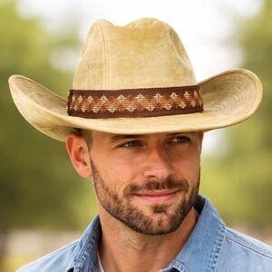 The Duke Collection COWBOY HAT Brushed Cotton/Rayon Brown Size S  6 3/4 - 6 7/8